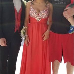 Watermelon sequin prom dress